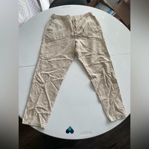 Uniqlo Beige Linen Tapered Trousers Sz L